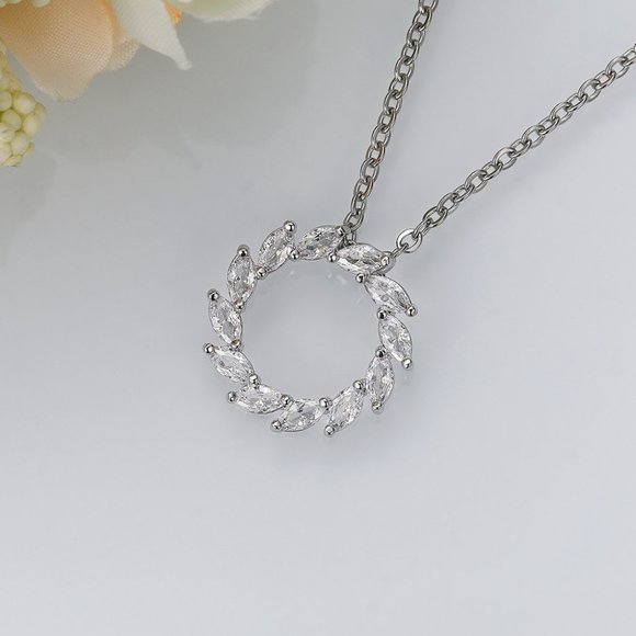 ✨ Simple Shiny Hollow Round Many Marquis CZ Necklace for Women, EVGG1108 - Picture 4 of 6
